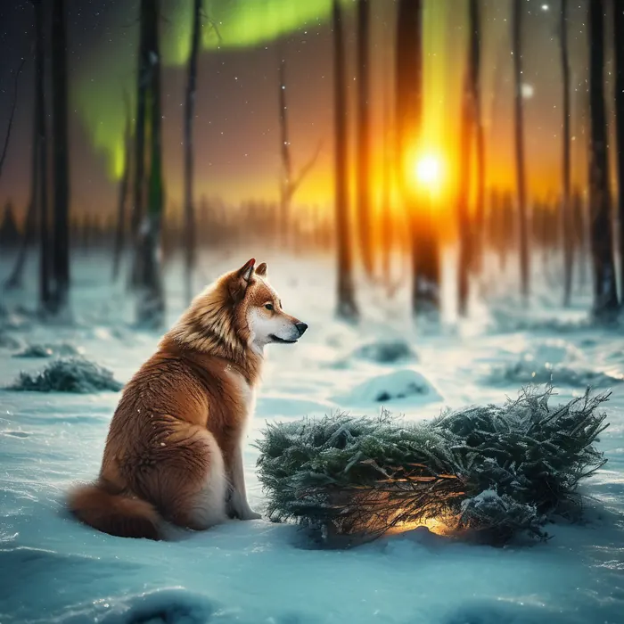 A winter night with northern lights
