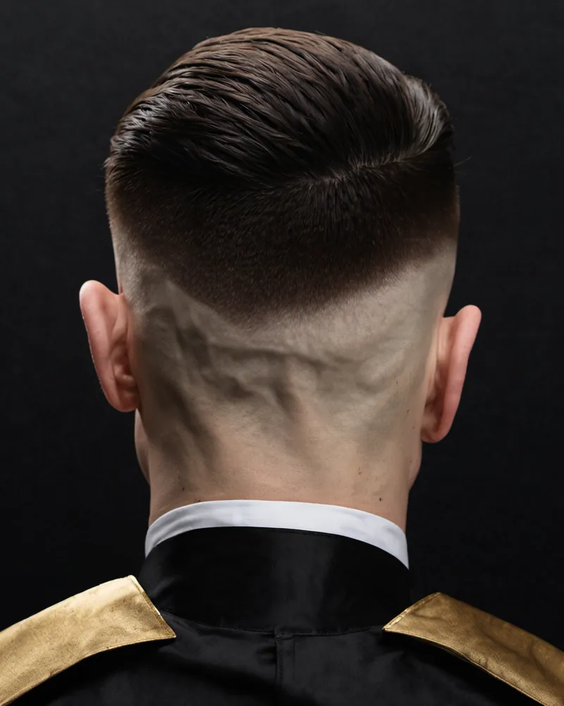 A fresh skin fade seen from the back of the head